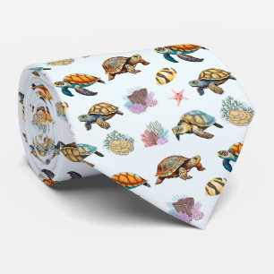 Zeeen schildpadden, koraal vis Marine Life Blue Stropdas