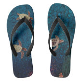 Zeeen schildpadden, met de hand geschilderd teenslippers (Voetbed)