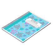 zeeen schildpadden op lichtblauwe achtergrond notitieboek (Linkerzijde)