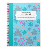 zeeen schildpadden op lichtblauwe achtergrond notitieboek (Voorkant)