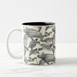 zeeen schildpadden zwarte parel tweekleurige koffiemok