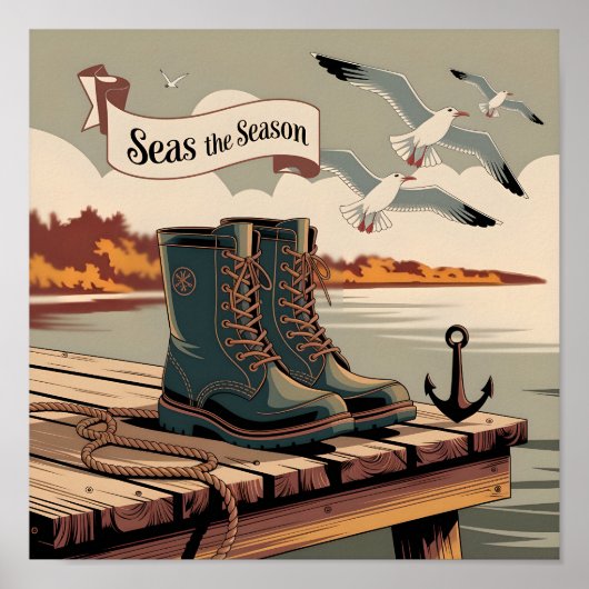 Zeeen Seizoen  Maritieme Banner Art Poster (Voorkant)