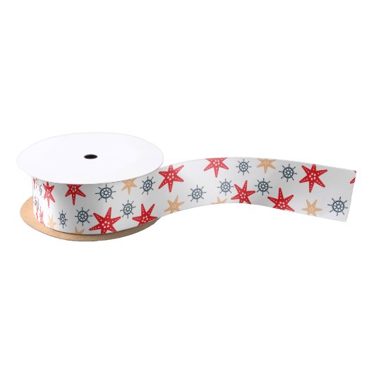 Zeeen sterren en stuurwielpatroon satijnen lint (Spoel)