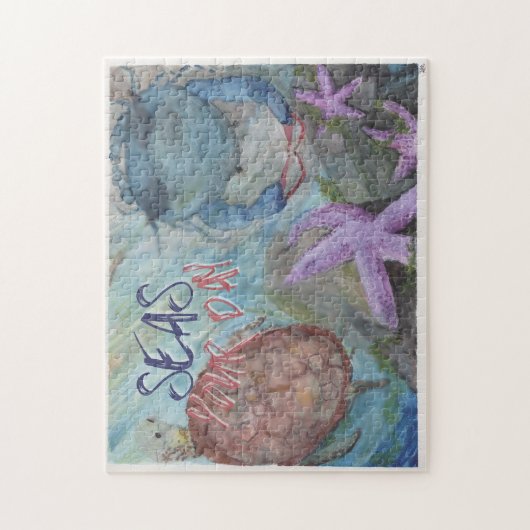 Zeeen Uw Dag Sealife Waterverf 11x14" puzzel (Verticaal)