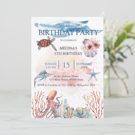 Zeeen van de waterverf kaart (Staand voorkant)