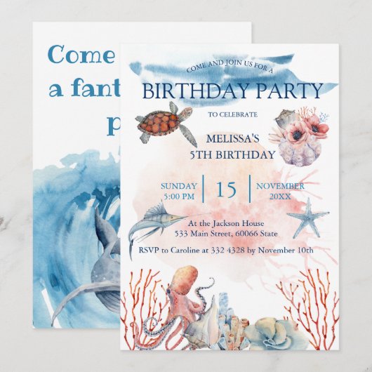 Zeeen van de waterverf kaart (Voorkant / Achterkant)