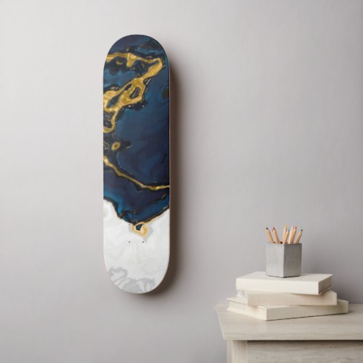 Zeeen van Emerald Gold blauw marmer Persoonlijk Skateboard (Muurkunst)