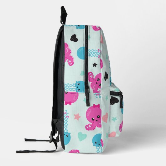 Zeeen, Zee, octopus, kwallen, harten Bedrukte Rugzak (Links)