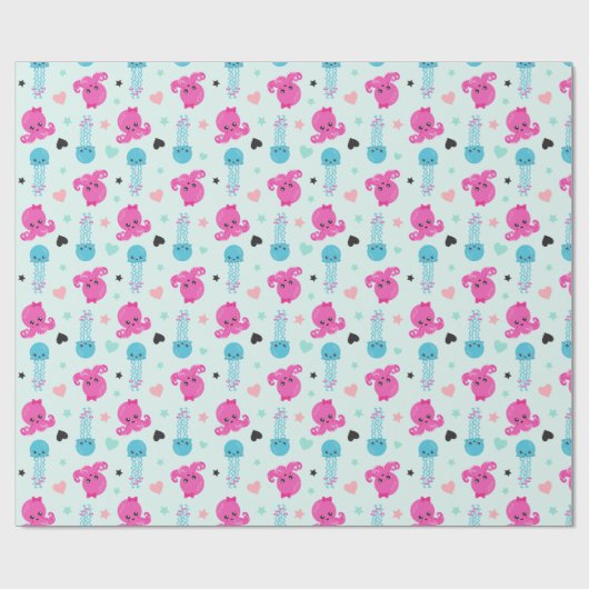 Zeeen, Zee, octopus, kwallen, harten Cadeaupapier (Vlak)