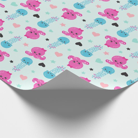 Zeeen, Zee, octopus, kwallen, harten Cadeaupapier (Hoek)