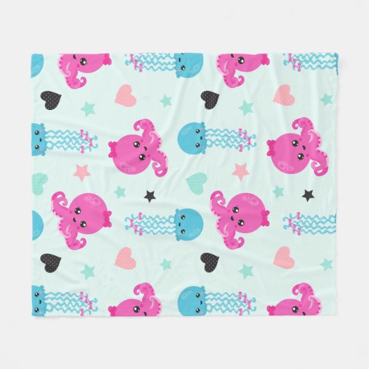 Zeeen, Zee, octopus, kwallen, harten Fleece Deken (Voorkant (Horizontaal))