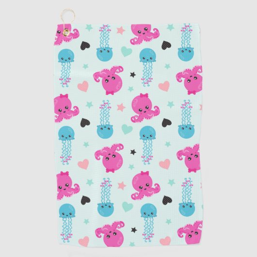 Zeeen, Zee, octopus, kwallen, harten Golfhanddoek (Voorkant)