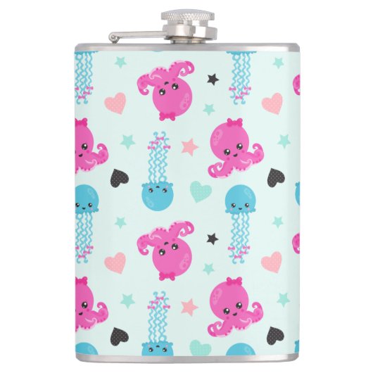 Zeeen, Zee, octopus, kwallen, harten Heupfles (Voorkant)