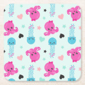 Zeeen, Zee, octopus, kwallen, harten Kartonnen Onderzetters (Voorkant)