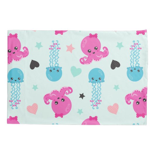 Zeeen, Zee, octopus, kwallen, harten Kussensloop (Achterkant)