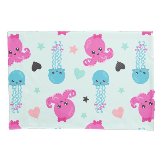 Zeeen, Zee, octopus, kwallen, harten Kussensloop (Voorkant)