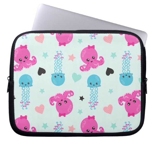 Zeeen, Zee, octopus, kwallen, harten Laptop Sleeve (Voorkant)