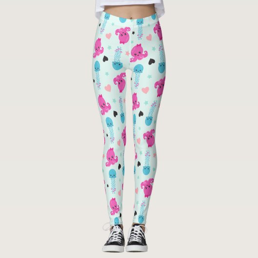 Zeeen, Zee, octopus, kwallen, harten Leggings (Voorkant)