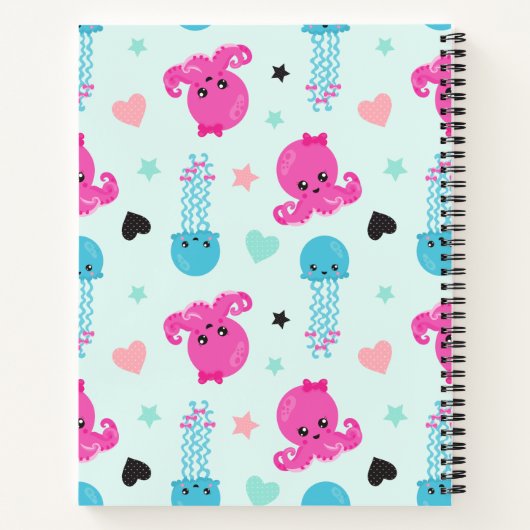 Zeeen, Zee, octopus, kwallen, harten Notitieboek (Achterkant)