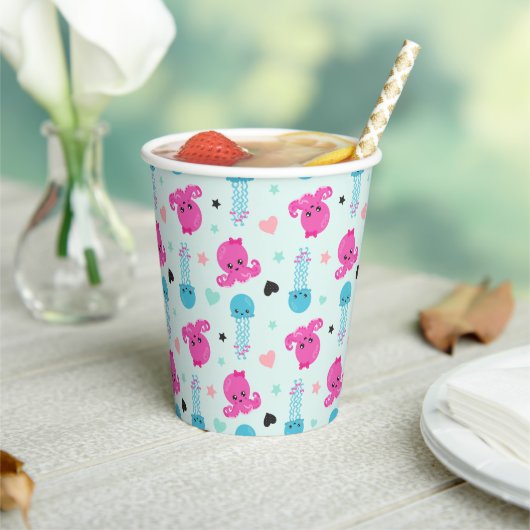 Zeeen, Zee, octopus, kwallen, harten Papieren Bekers (Insitu)