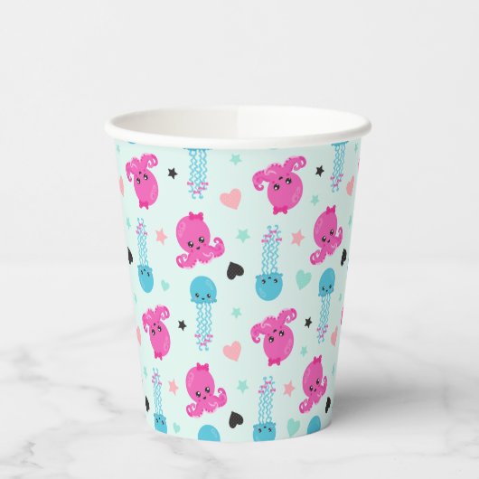 Zeeen, Zee, octopus, kwallen, harten Papieren Bekers (Links)