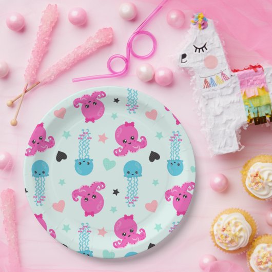 Zeeen, Zee, octopus, kwallen, harten Papieren Bordje (Feest)