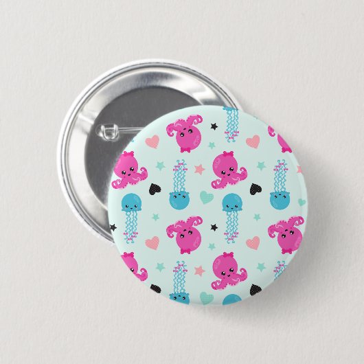 Zeeen, Zee, octopus, kwallen, harten Ronde Button 5,7 Cm (Voorkant /achterkant)