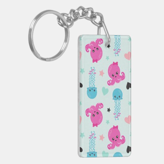 Zeeen, Zee, octopus, kwallen, harten Sleutelhanger (Voorkant Links)