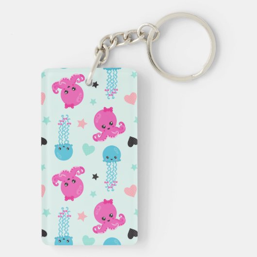 Zeeen, Zee, octopus, kwallen, harten Sleutelhanger (achterkant)