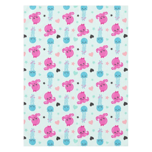 Zeeen, Zee, octopus, kwallen, harten Tafelkleed (Voorkant)