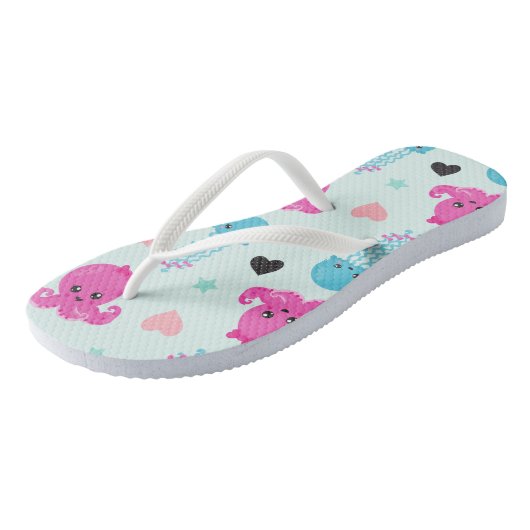 Zeeen, Zee, octopus, kwallen, harten Teenslippers (Schuin)