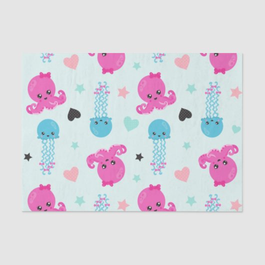 Zeeen, Zee, octopus, kwallen, harten Tissuepapier (Voorkant)