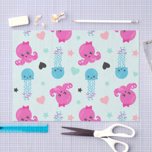 Zeeen, Zee, octopus, kwallen, harten Tissuepapier (Craft)