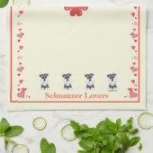 ZeeEw Schnauzer Heart Kitchen Towel Theedoek (Gevouwen)
