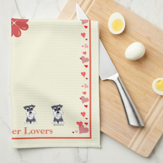 ZeeEw Schnauzer Heart Kitchen Towel Theedoek (Quarter Fold)