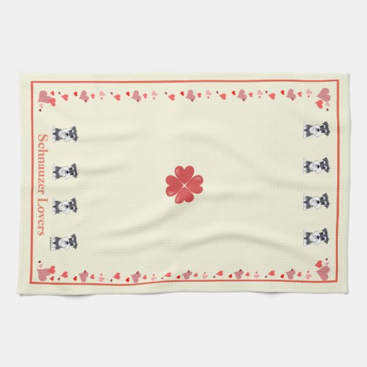 ZeeEw Schnauzer Heart Kitchen Towel Theedoek (Horizontaal)