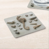 Zeef en schelp kartonnen onderzetters (Schuin)