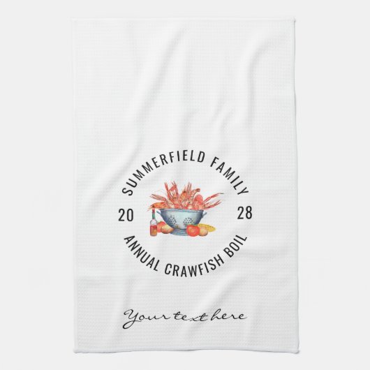 Zeefood picknick familie kreeft kookfeest partij theedoek (Verticaal)