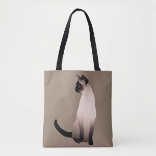 Zeefpunt Siamese kat op Taupe Tan Tote Bag