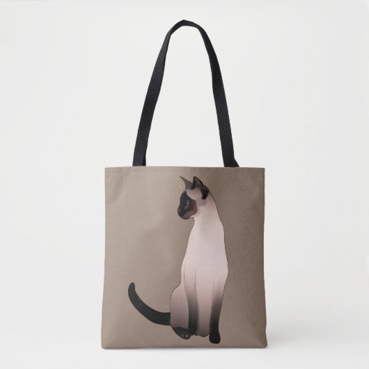 Zeefpunt Siamese kat op Taupe Tan Tote Bag (Voorkant)