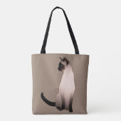 Zeefpunt Siamese kat op Taupe Tan Tote Bag (Achterkant)