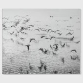 Zeegarens in beweging, zwart-wit fijn afbeelding cadeaupapier (Vlak)