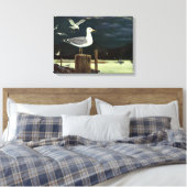  zeegarmeeuw doorboord pier, zeevogels canvas afdruk (Insitu (Slaapkamer))