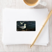 zeegarmeeuw doorboord pier, zeevogels etiket (Insitu)