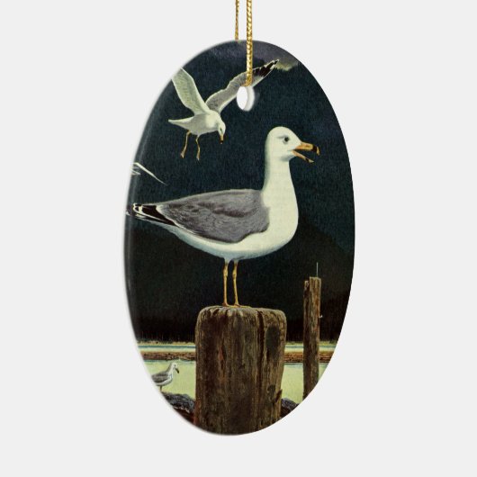  zeegarmeeuw doorboord pier, zeevogels keramisch ornament (Rechts)