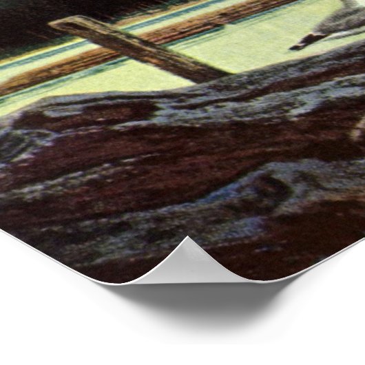  zeegarmeeuw doorboord pier, zeevogels poster (Hoek)