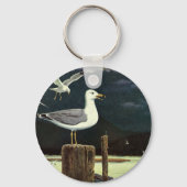  zeegarmeeuw doorboord pier, zeevogels sleutelhanger (Achterkant)