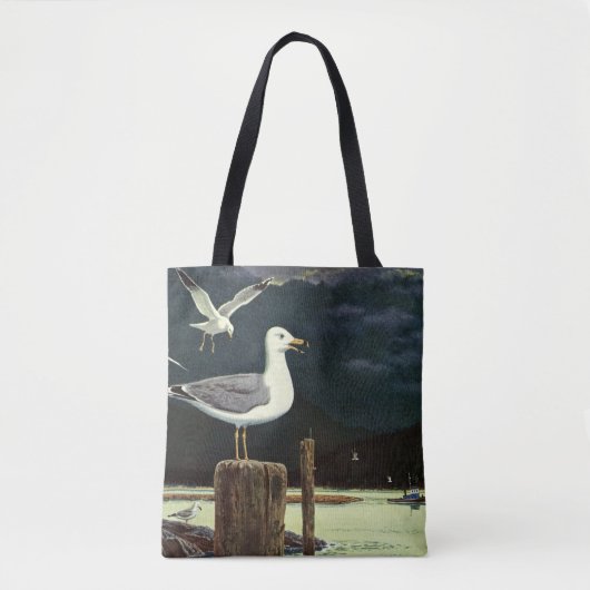  zeegarmeeuw doorboord pier, zeevogels tote bag (Voorkant)
