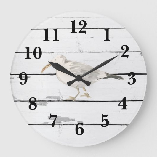 Zeegarnaal Beach Shiplap Large Clock Grote Klok (Voorkant)