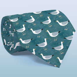 Zeegarnaal Bird Green Pattern Stropdas